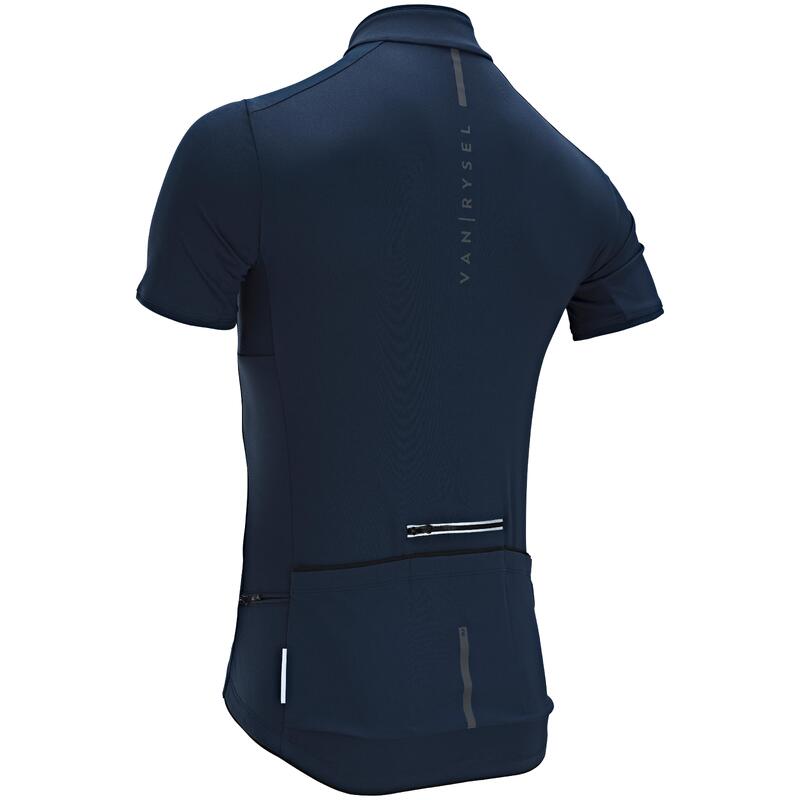 Radtrikot kurzarm Rennrad Sommer RC500 Herren dunkelblau 