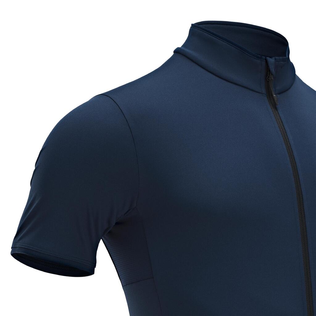 MAILLOT  VELO ROUTE MANCHES COURTES ETE  HOMME - RC500 BLEU MARINE