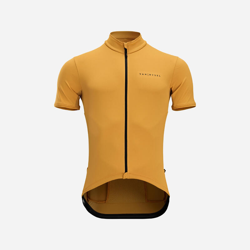 CAMISOLA DE MANGA CURTA VERÃO CICLISMO DE ESTRADA HOMEM RC500 Ocre