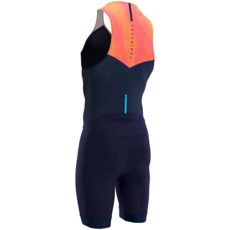 COMBINEZON TRIATLON TRIFONCTION SD DISTANȚĂ SCURTĂ NAVY-PORTOCALIU BĂRBAȚI