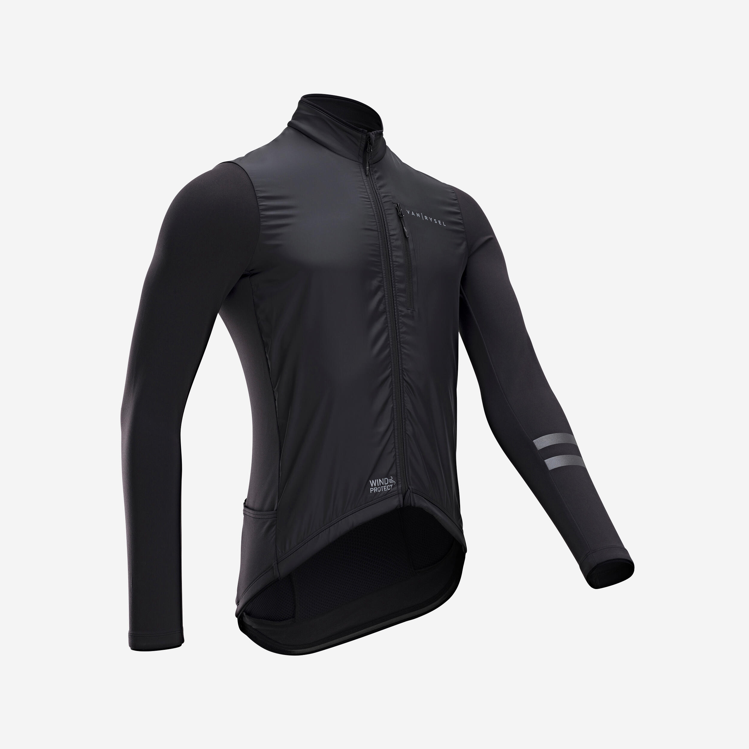 TRIBAN Men's Mid-Season Long-Sleeved Road Cycling Jersey RC500 Shield - Black