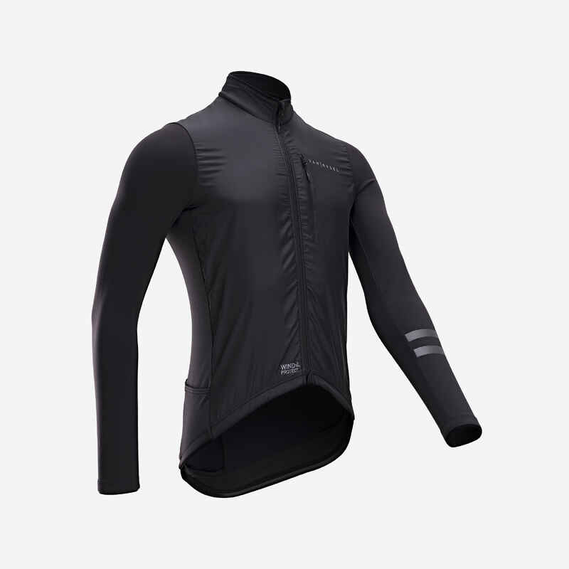 Men's Mid-Season Long-Sleeved Road Cycling Jersey RC500 Shield - Black