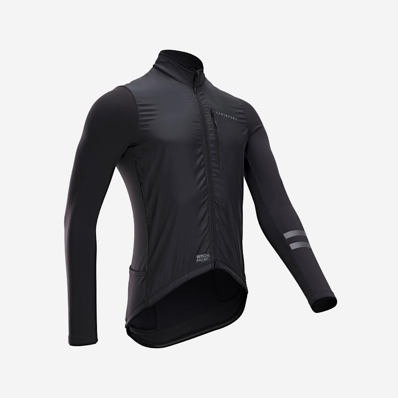 MAILLOT VELO ROUTE MANCHES LONGUES MI-SAISON HOMME - RC500 SHIELD NOIR