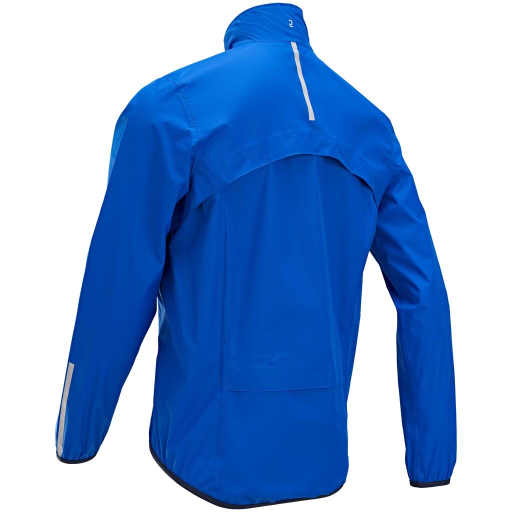 Chaqueta Ciclismo Ruta RC100 Hombre Azul Índigo Manga Larga Impermeable