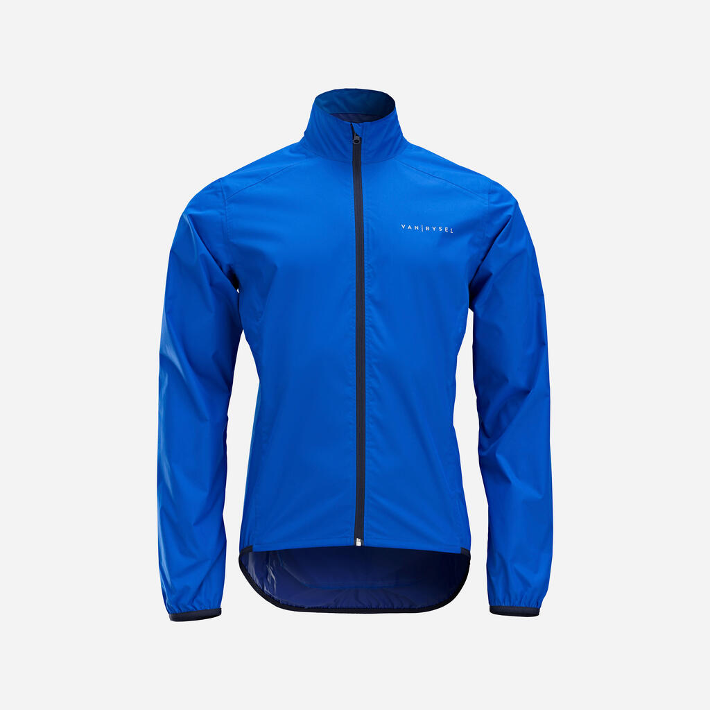 Chaqueta Ciclismo Ruta RC100 Hombre Azul Índigo Manga Larga Impermeable