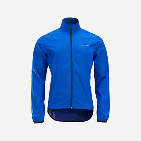 Chamarra Impermeable Ciclismo Carretera Manga Larga Hombre RC100 Azul Índigo