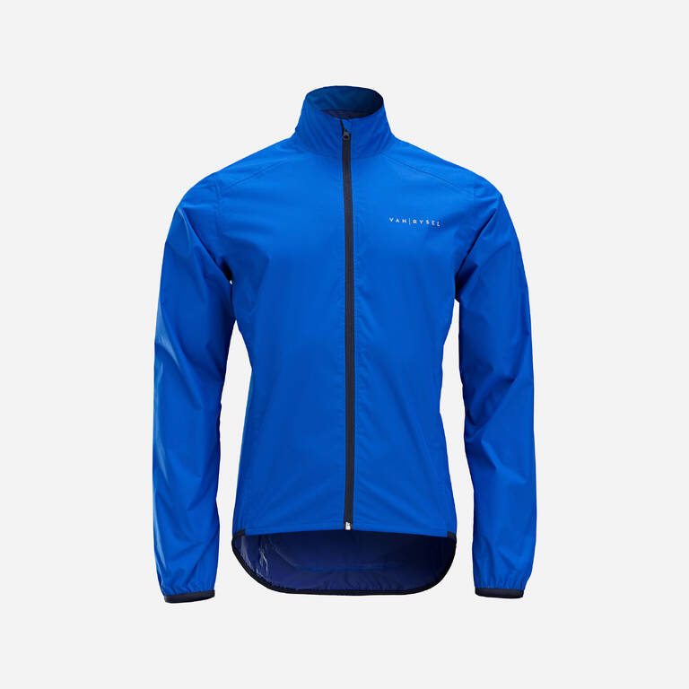 Men's Long-Sleeved Road Cycling Rain Jacket RC100 - Indigo Blue