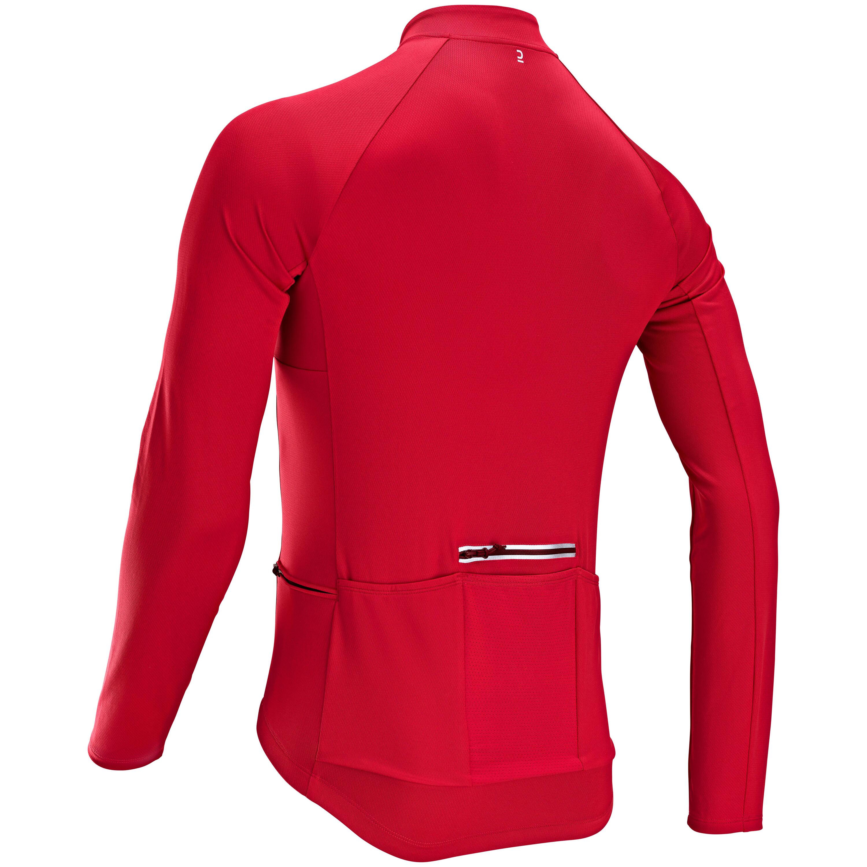 Men's Anti-UV Long-Sleeved Road Cycling Summer Jersey RC100 - Red 2/7