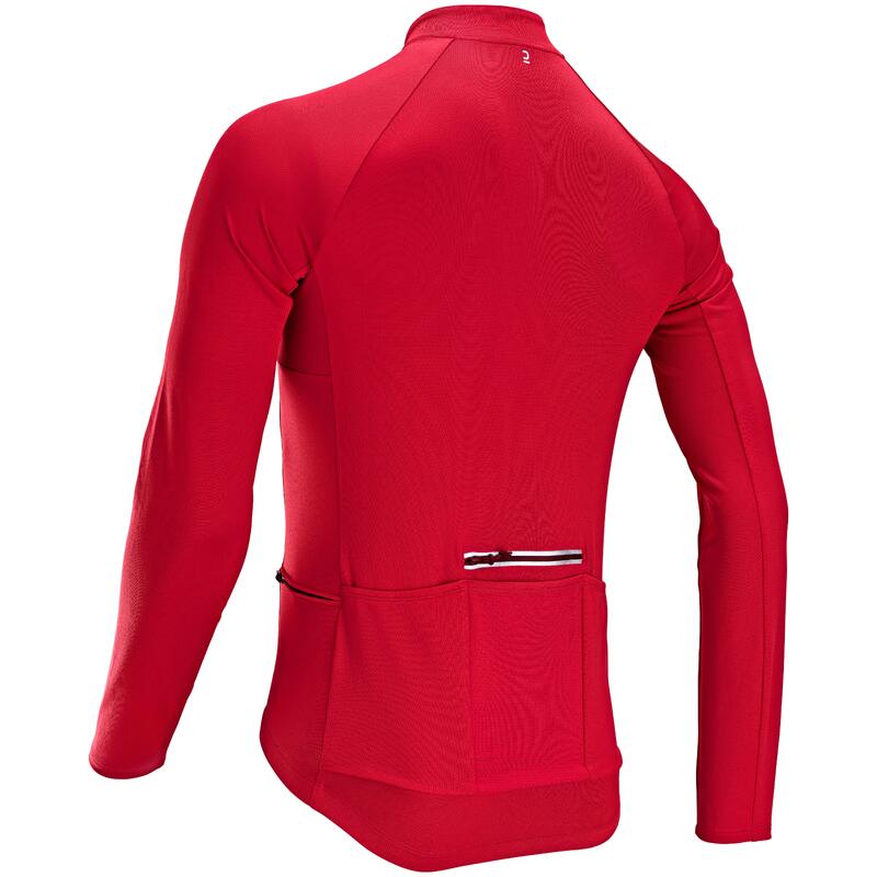 MAILLOT VELO ROUTE MANCHES LONGUES ETE ANTI UV HOMME - RC100 ROUGE