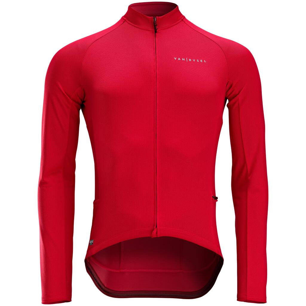 Fahrradtrikot Rennrad langarm UV-Schutz RC100 Herren rot