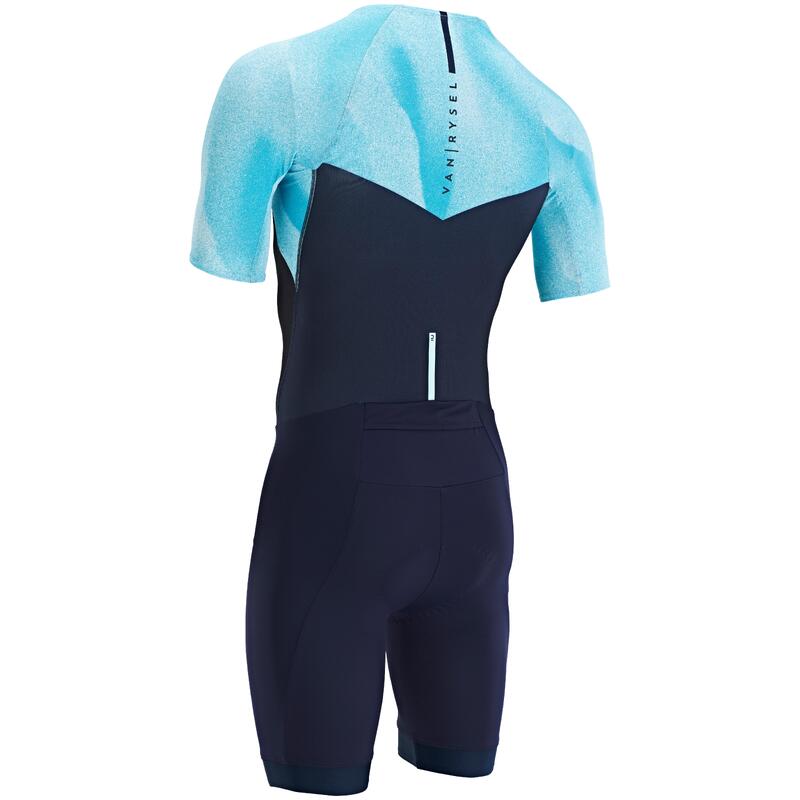 TRISUIT MET KORTE MOUWEN VOOR HEREN KORTE AFSTAND MARINEBLAUW/BLAUW