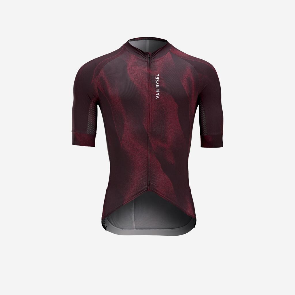 Men's Short-Sleeved Road Cycling Summer Jersey Racer Glitch - Burgundy
