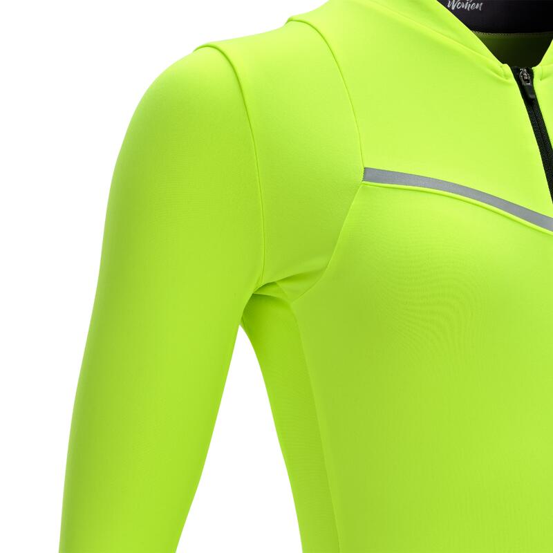 CAMISOLA DE MANGA COMPRIDA CICLISMO DE ESTRADA MULHER RCR AMARELO