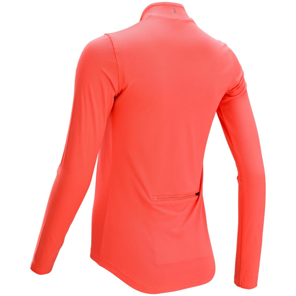 100 Women's Long-Sleeved Road Cycling Jersey - Coral