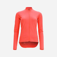Maillot manches longues vélo route femme 100 corail