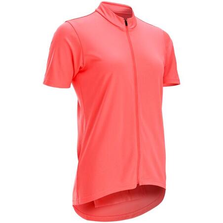 Джерсі жіноче 100 з коротким рукавом для велоспорту коралове