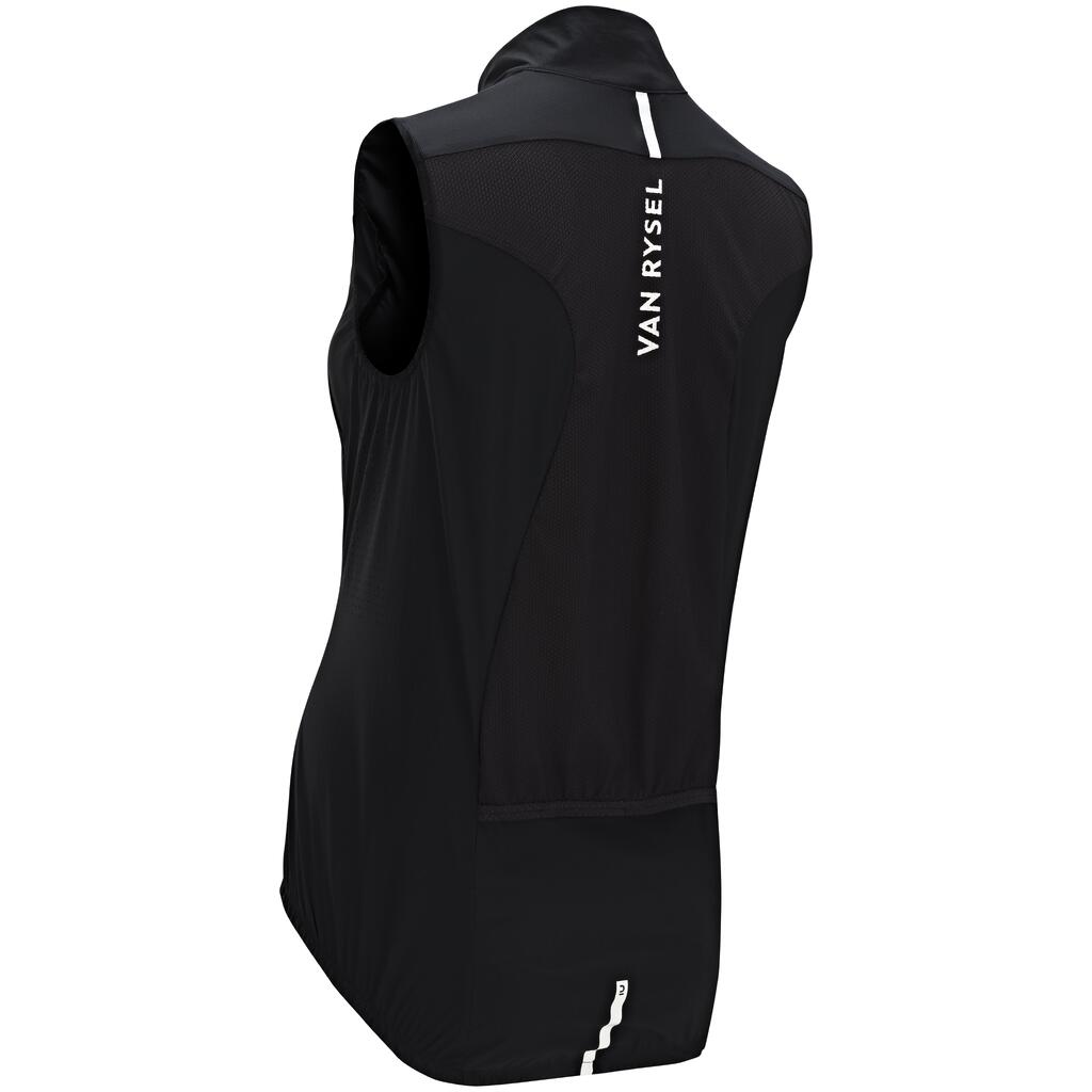 Women's Sleeveless Road Cycling Windproof Gilet Ultralight - Black