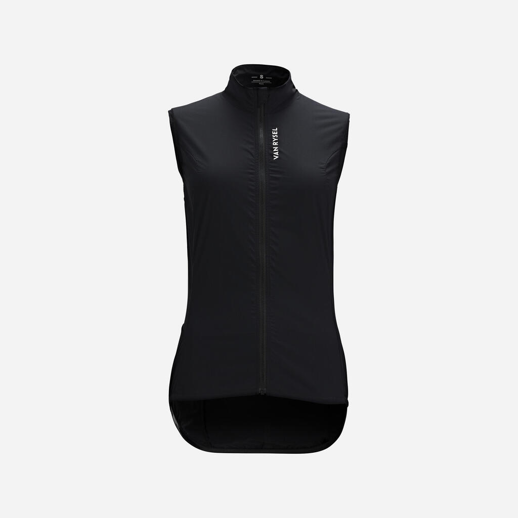 Women's Sleeveless Road Cycling Windproof Gilet Ultralight - Black