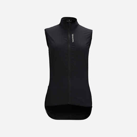 
      Women's Sleeveless Road Cycling Windproof Gilet Ultralight - Black
  