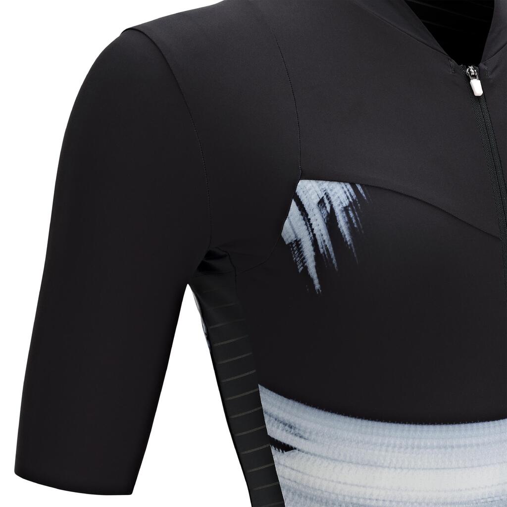 Women's Short-Sleeved Road Cycling Jersey Racer - Black Brush