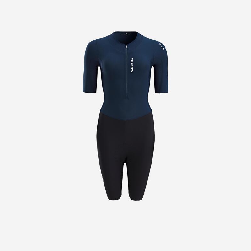 Women's Cycling Aerosuit Racer Navy Blue/Black VAN RYSEL Decathlon