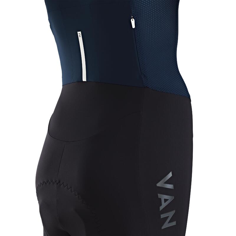 COMBINAISON VELO RACER FEMME BLEU MARINE ET NOIR