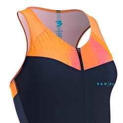 WOMEN'S SHORT-DISTANCE TRIATHLON TRISUIT - NAVY/ORANGE