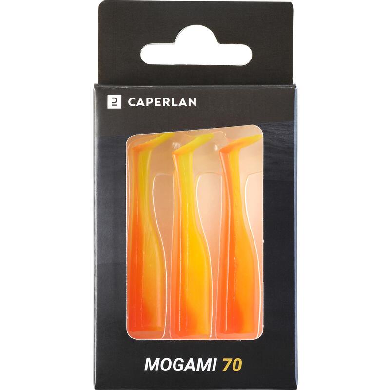 Esche artificiali morbide code di shad WXM MOGAMI 70 arancioni x3