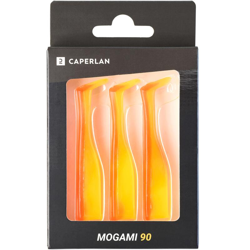 AMOSTRA FLEXÍVEL RABOS DE SHAD WXM MOGAMI TEX 90 LARANJA x3