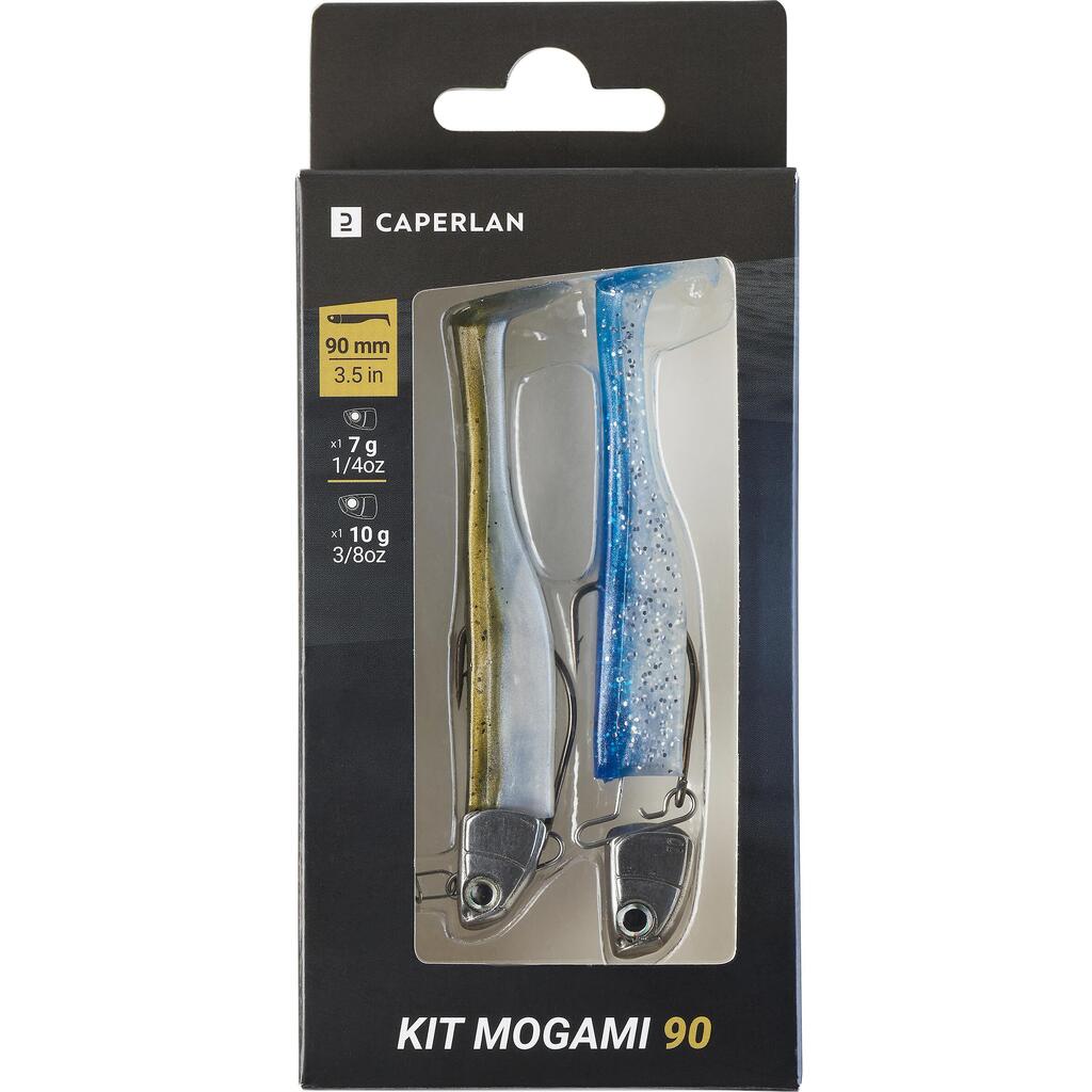 КОМПЛЕКТ МЕКИ ПРИМАМКИ ТИП ШАД С ДЖИГ ГЛАВИ WXM KIT MOGAMI 90 7/10 Г, ЕСТЕСТВЕНИ ЦВЕТОВЕ