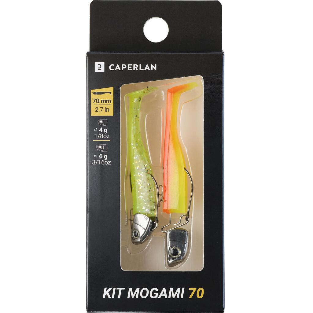 Pehmete peibutiste komplekt „MOGAMI 70“, 4/6 g, neoon