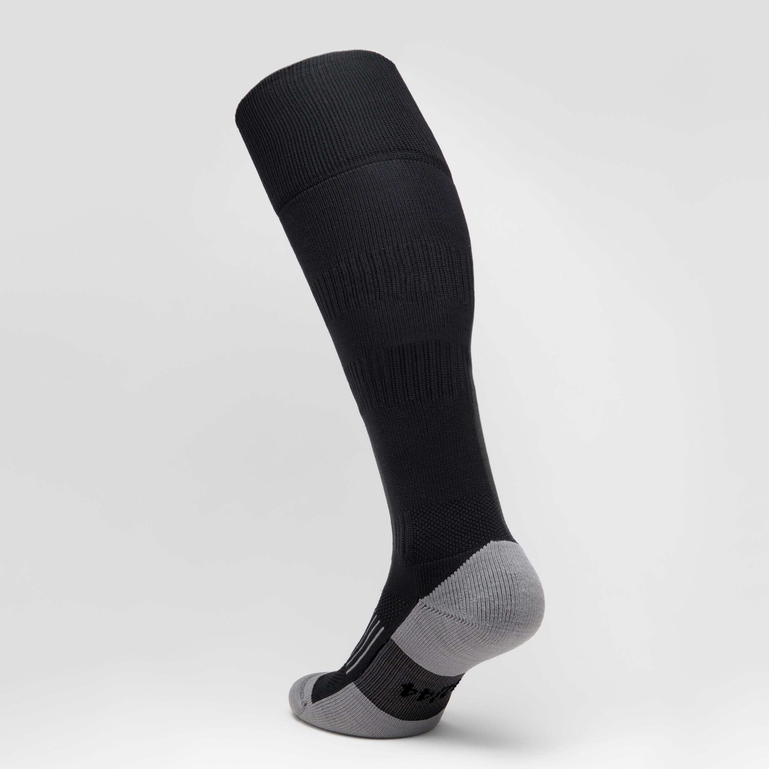Adult Knee-Length Rugby Socks R500 - Black 2/5