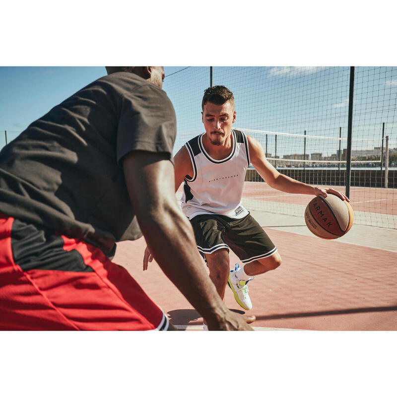 Adult Reversible Sleeveless Basketball Jersey T500 - Black/White