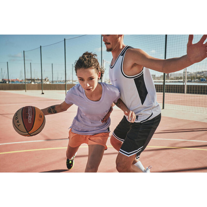 Yetişkin Siyah Beyaz Çift Taraflı Spor Şortu SH500 - Basketbol