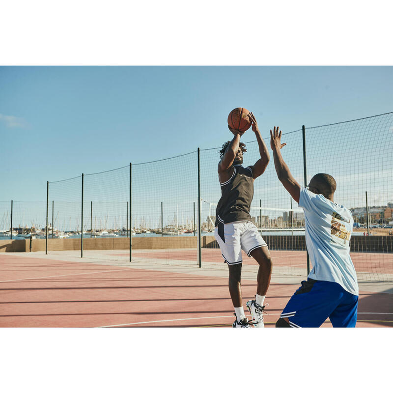 Yetişkin Siyah Beyaz Çift Taraflı Spor Şortu SH500 - Basketbol