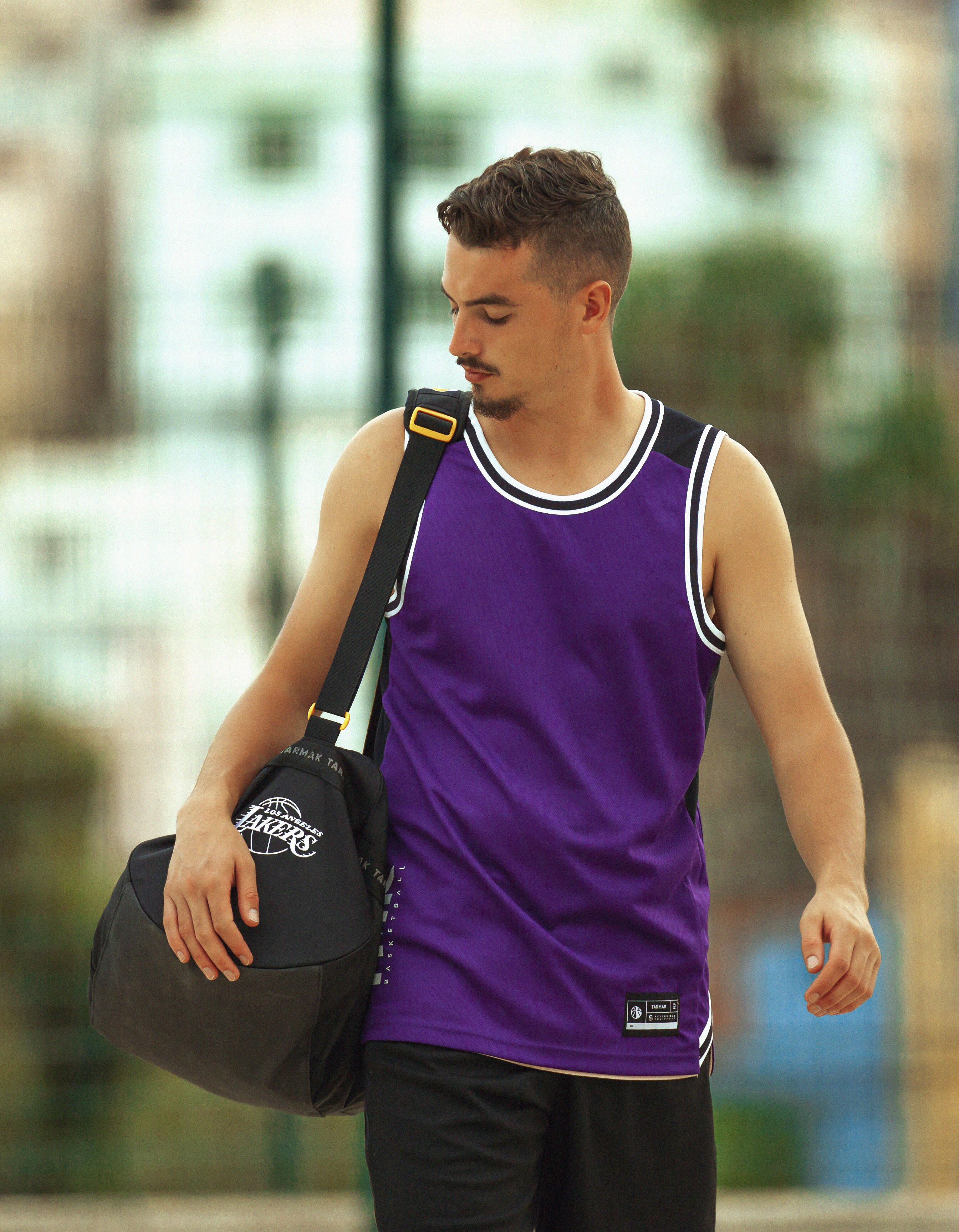 Duffeltas voor basketbal NBA Los Angeles Lakers zwart 7/10