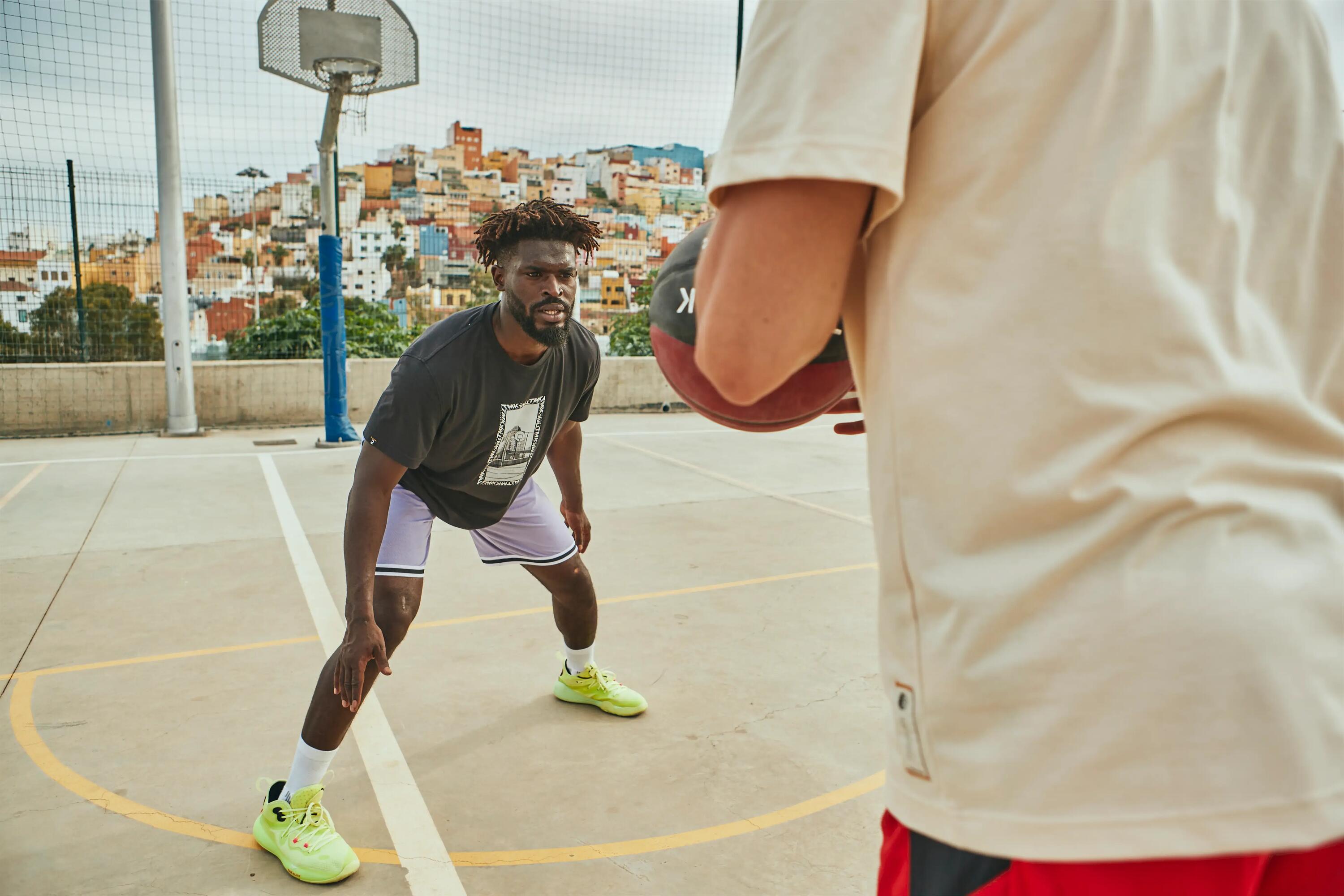 CHAUSSURES DE BASKETBALL HOMME/FEMME - SE500 MID JAUNE 13/15