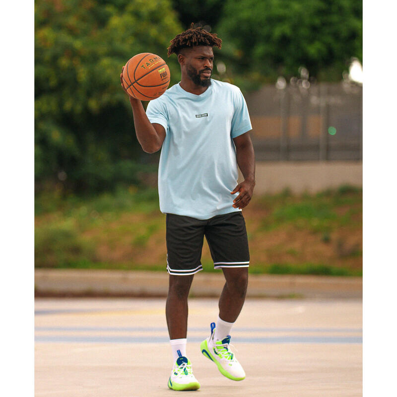 Omkeerbare basketbalshort voor volwassenen SH500R zwart/wit