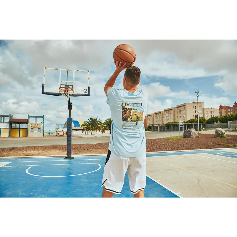 Basketbal T-shirt heren/dames TS500 signature blauw