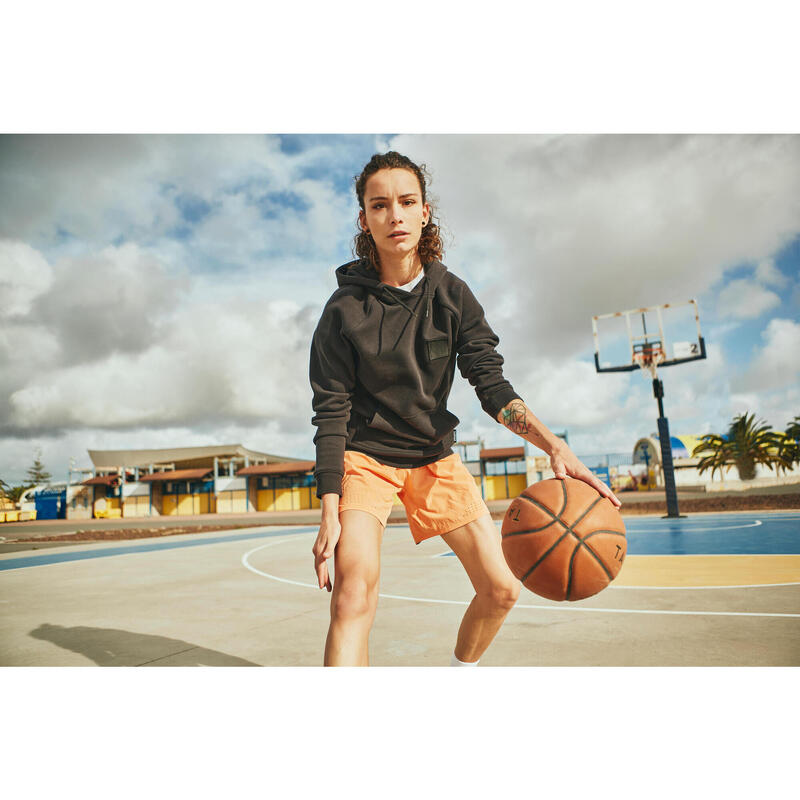 Damen/Herren Basketball Sweatpullover mit Kapuze - H100 schwarz