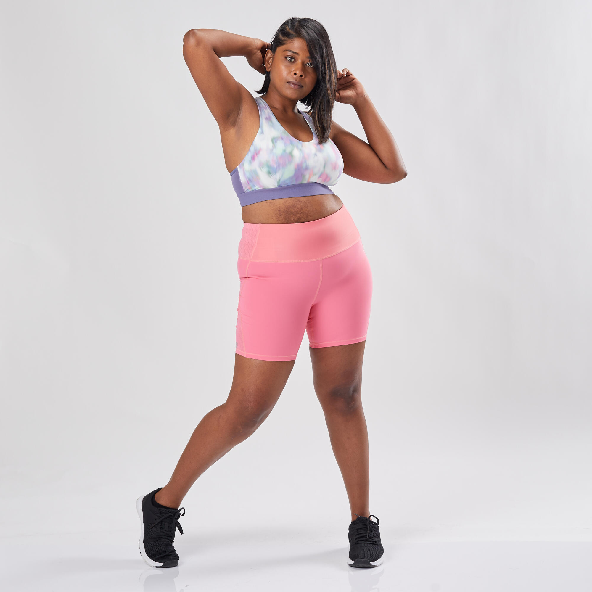 Buy Women Polyester High-Waist Shaping Gym Shorts - Black Online