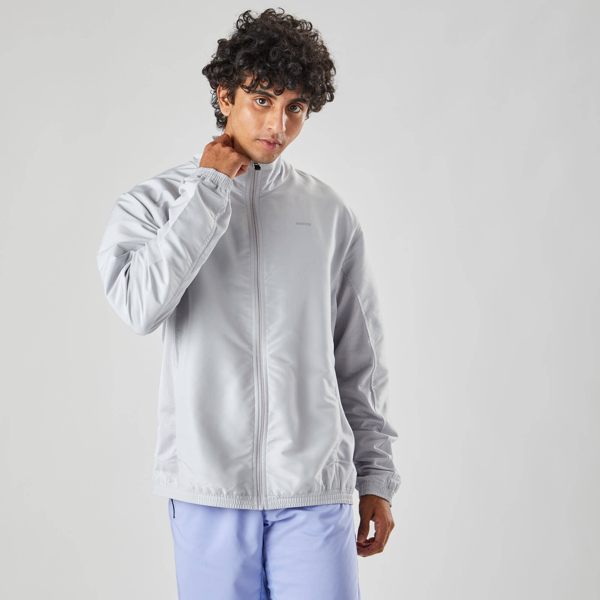 Men Fitness Tracksuit Jacket with Moisture Management FJA 100  - Grey