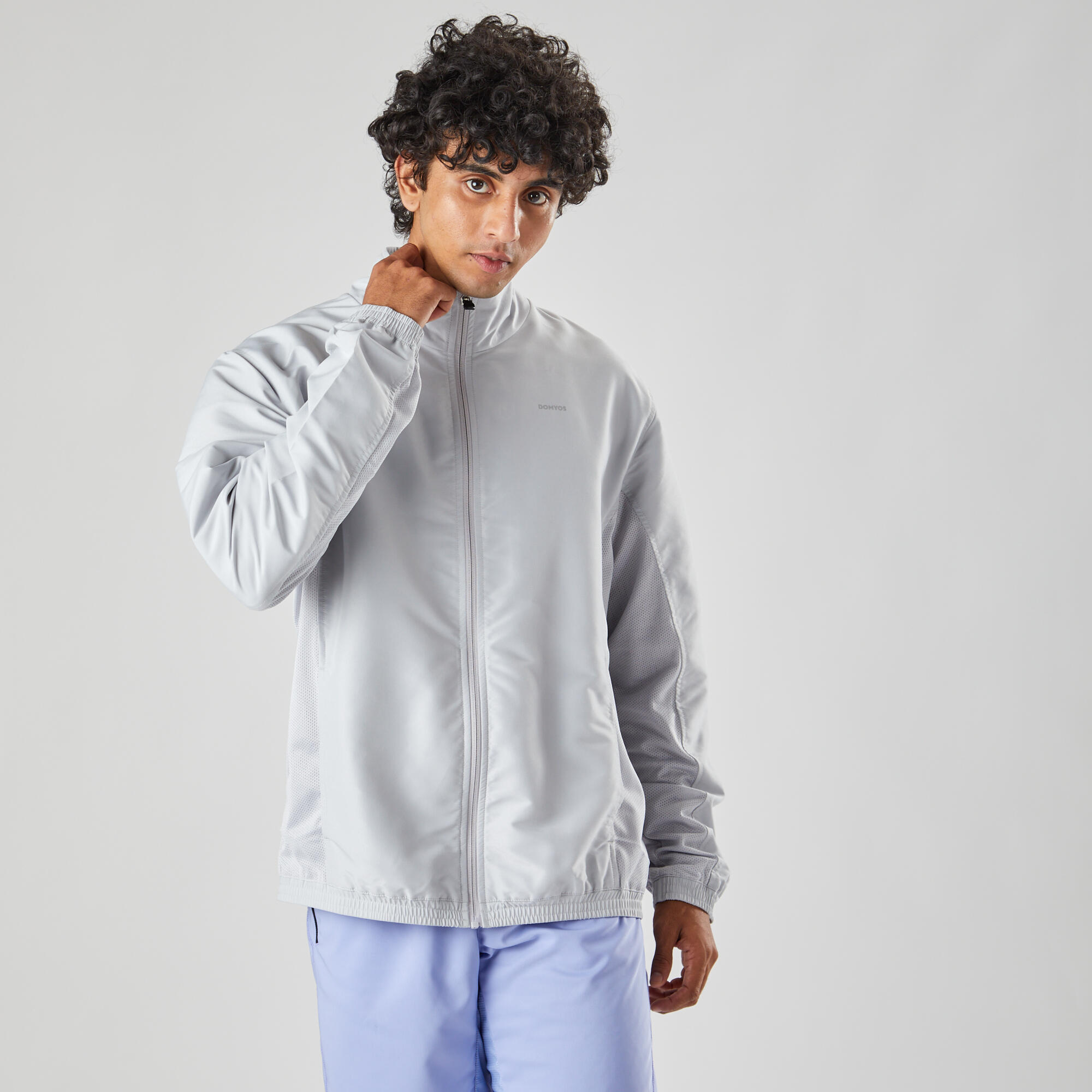 Men's Cardio Fitness Tracksuit Jacket FJA 100 - Grey