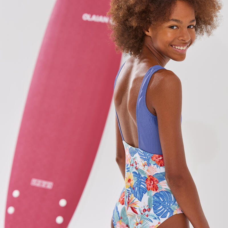 Fato de banho de Surf 500 Menina Violeta