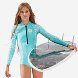 Girls One-piece long-sleeved swimsuit turquoise