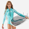 One-piece long-sleeved swimsuit turquoise