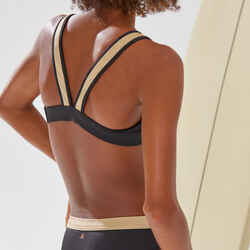 GIRL'S SURFING LILY SWIMSUIT TRIANGLE TOP 900 BLACK
