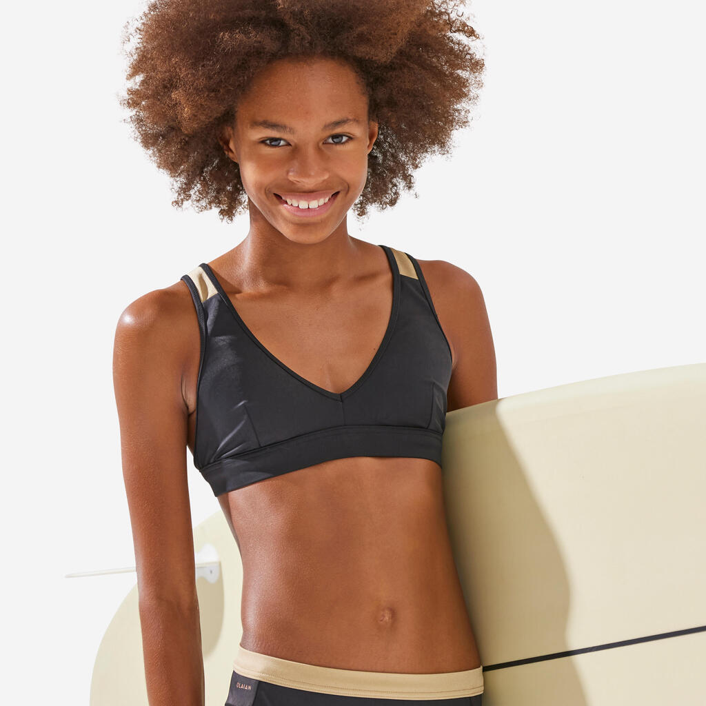 GIRL’S SURFING LILY SWIMSUIT TRIANGLE TOP 900 BLACK