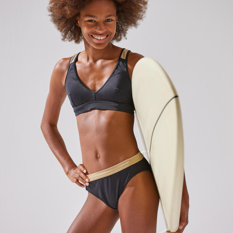 Bikinitop voor surfen meisjes Lily 900 triangel zwart