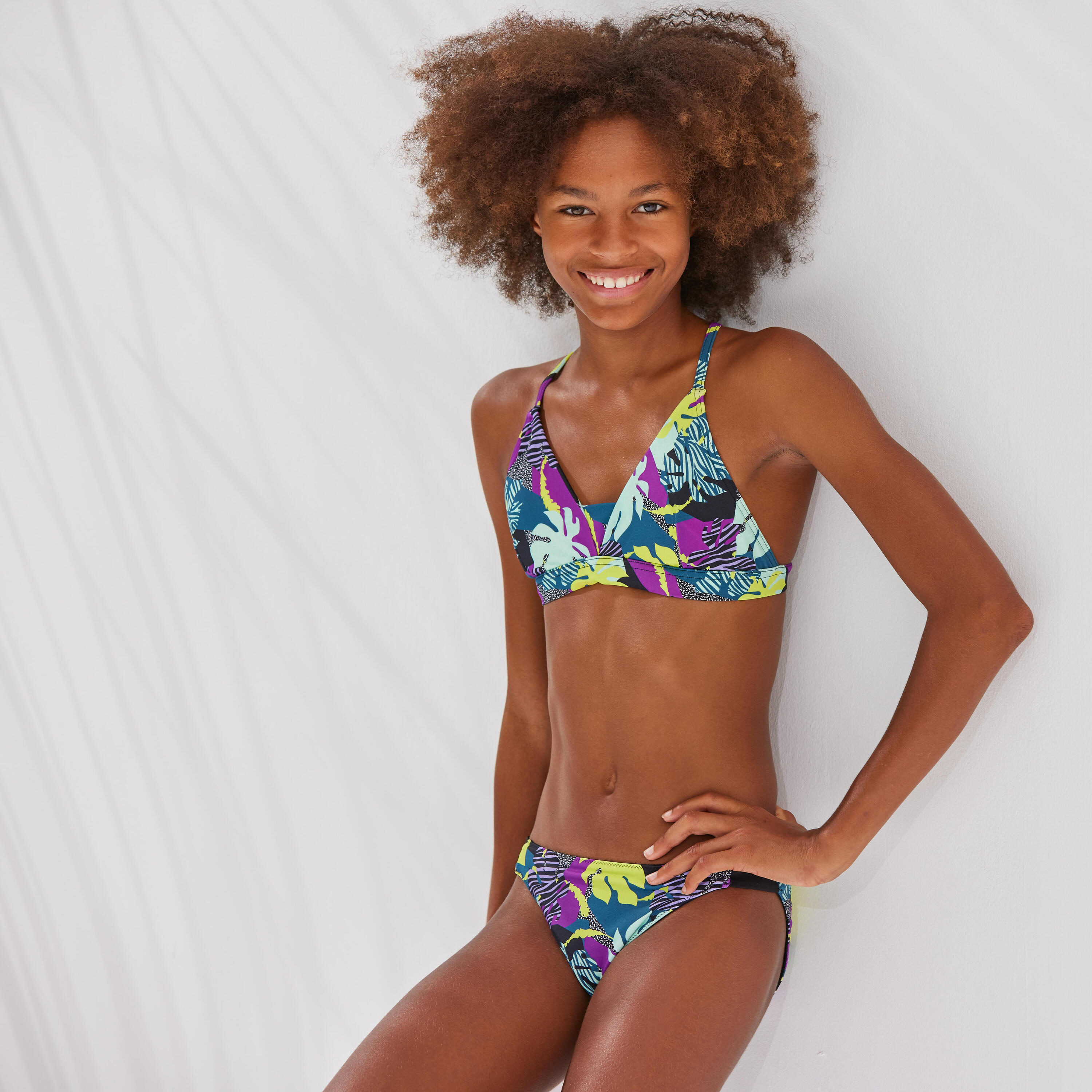 BAS DE MAILLOT DE BAIN REVERSIBLE FILLE 500 NOIR 5/6